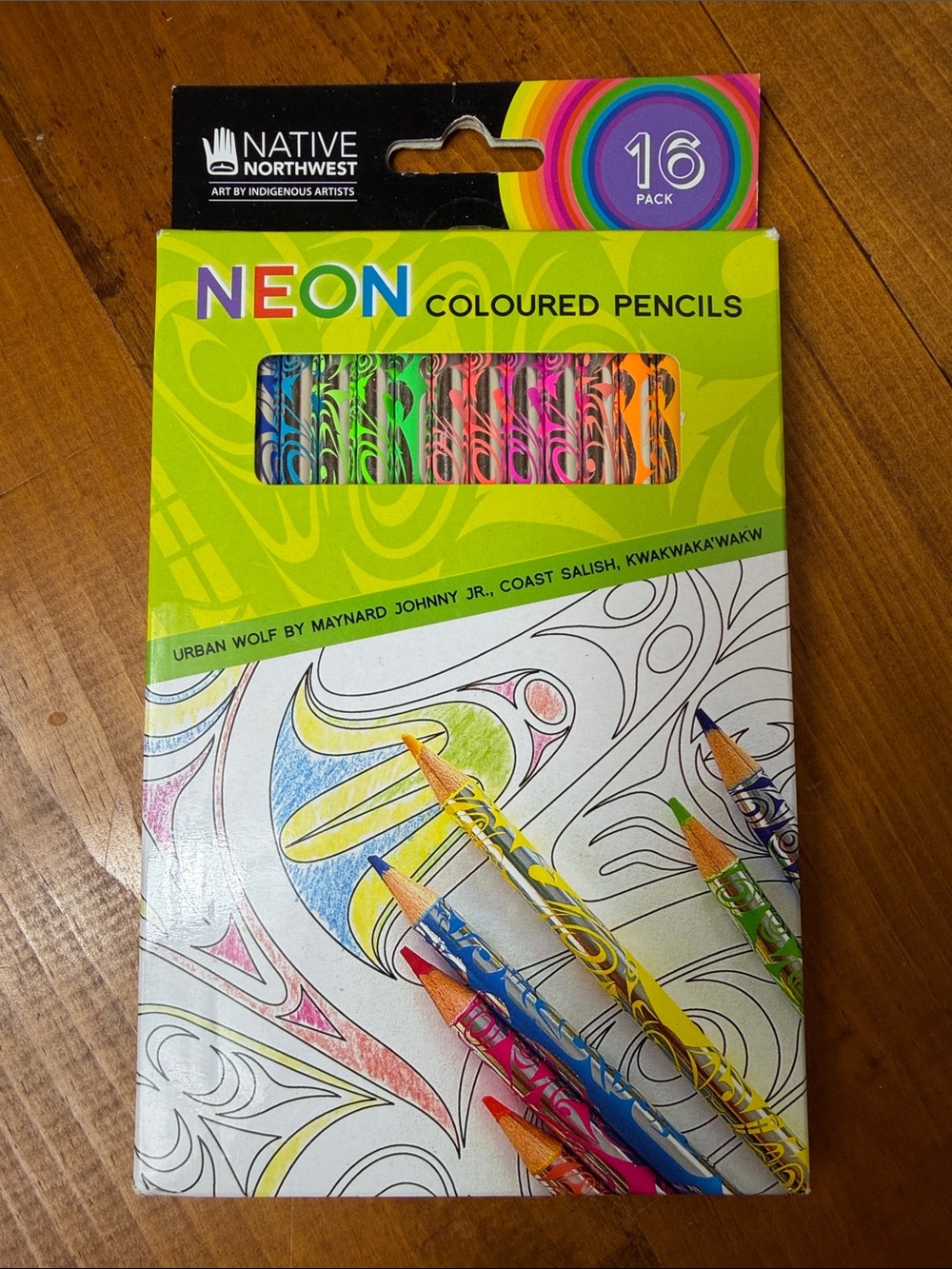 Native Northwest|  Neon Coloured Pencils | 16 Pack | NWT | Art by Indigenous